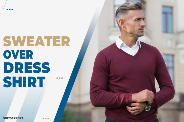 Sweater dress shirt combo men