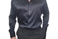 Black silk dress shirt mens