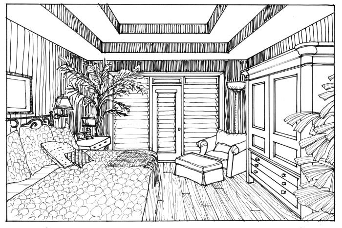 Sketsa desain interior rumah